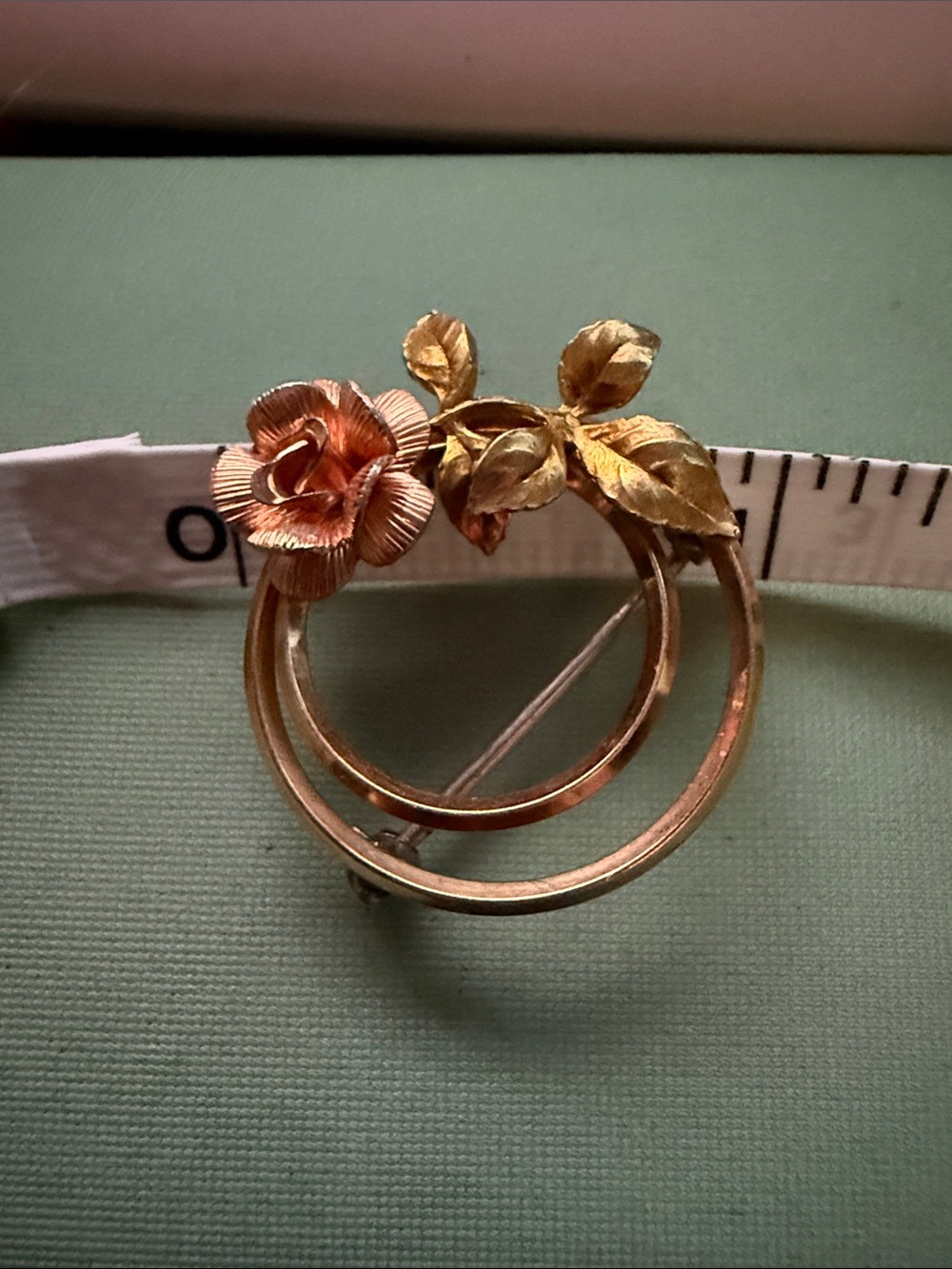 Vintage Krementz Gold-Tone Floral Rose Brooch Pin - Women Jewelry